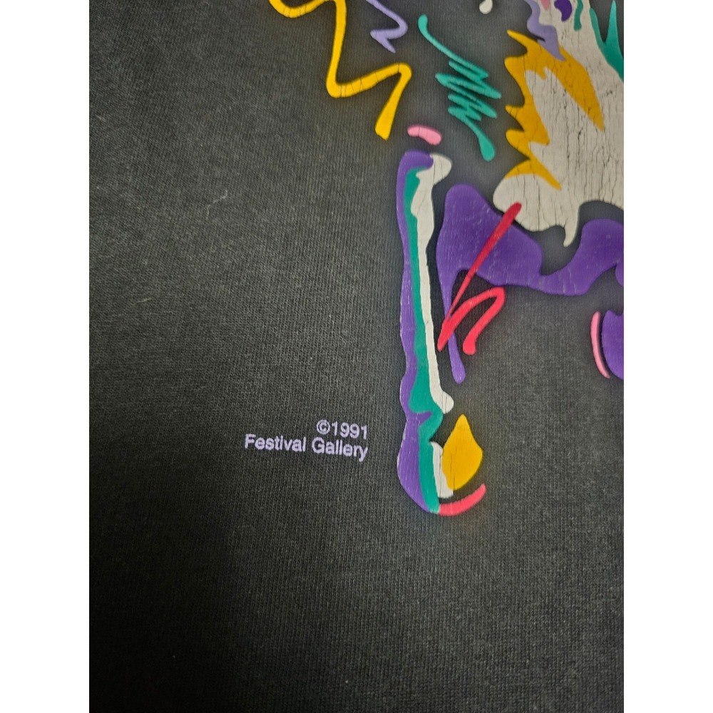 1991 Kentucky Derby Festival Graphic T Shirt Black Mens Vintage Horse Art - Picture 3 of 7
